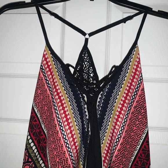 Multicolored Racer Back High Low Loose Fitted Dress - Picture 2 of 3